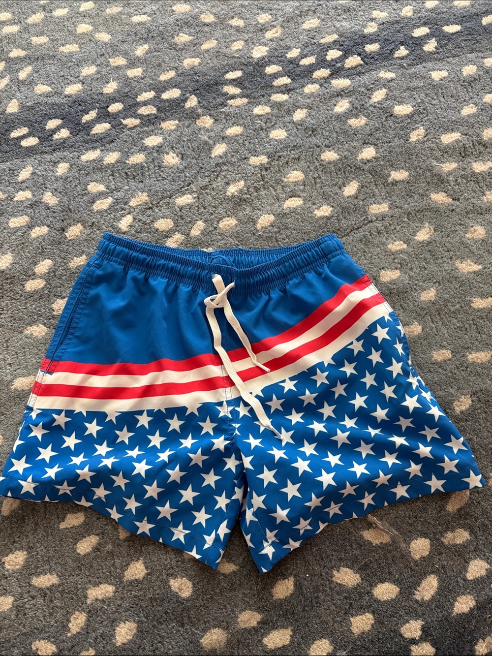 chubbies Kids Swim Trunks - Blue, White, Red Stars & Stripes